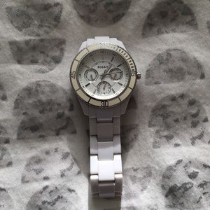 Fossil MULTIFUNCTION WHITE RESIN WATCH EUC